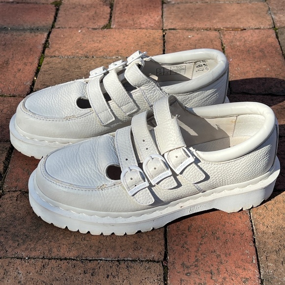 Dr. Martens Freya Triple Strap Mary Jane Shoe in White - Picture 4 of 9